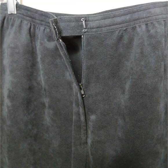 VTG Ultrasuede Black Skirt Midi Union Made Pockets 14 - Picture 5 of 7